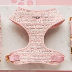 COCOPUP Pink Textured Tweed Dog Harness - Small