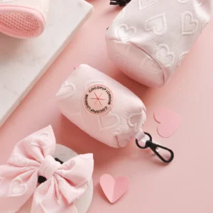 COCOPUP Luxe Dog Poop Bag Holder - Baby Pink Heart